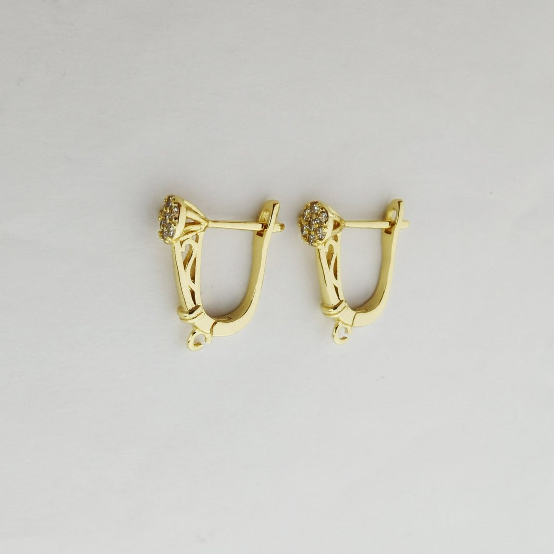 24k Vermeil Gold Earrings, Open Link, Latch Back Earring, Flower Earrings, DIY Earrings, Everyday Wear Earrings, Cubic Zirconia Earrings, K-742