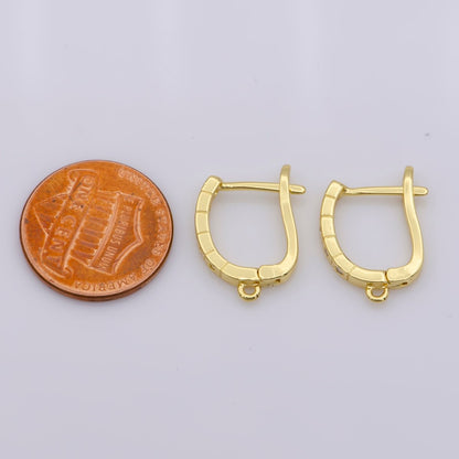 24k Vermeil Gold Earrings, Open Link, Latch Back Earring, Rugged Earrings, Gift for Her, Earrings for Women, Everyday Wear Earrings, K-736