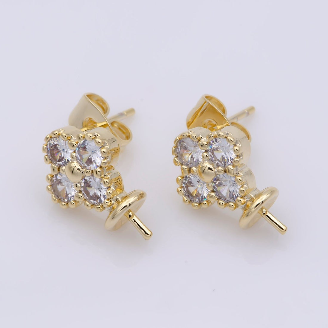 24k Vermeil Gold Earrings, Tiny Stud Earring, Flower Earring, Gift for Her, Earrings for Women, Everyday Wear Earrings, Cubic Zirconia Jewel, K-749