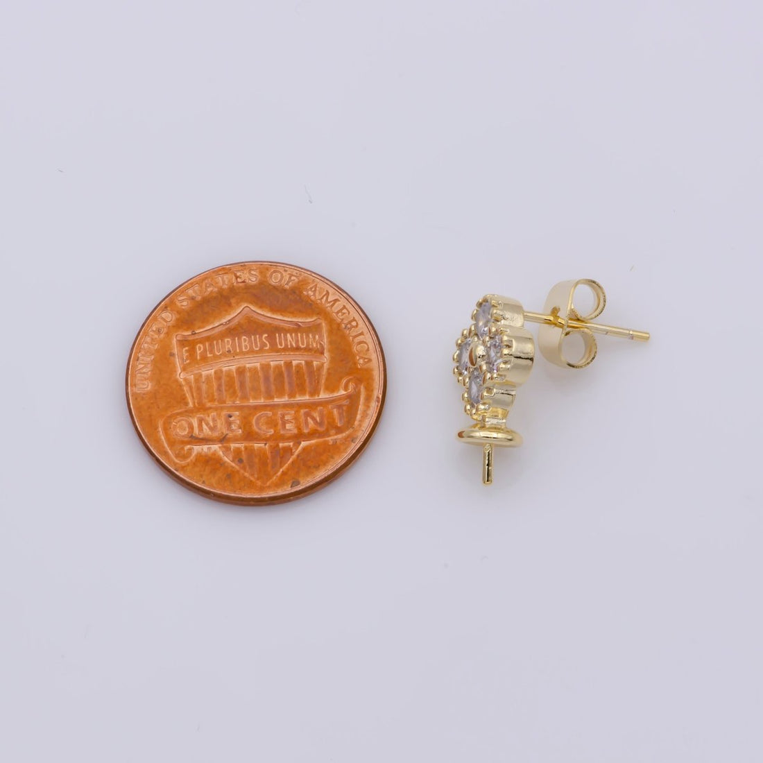 24k Vermeil Gold Earrings, Tiny Stud Earring, Flower Earring, Gift for Her, Earrings for Women, Everyday Wear Earrings, Cubic Zirconia Jewel, K-749