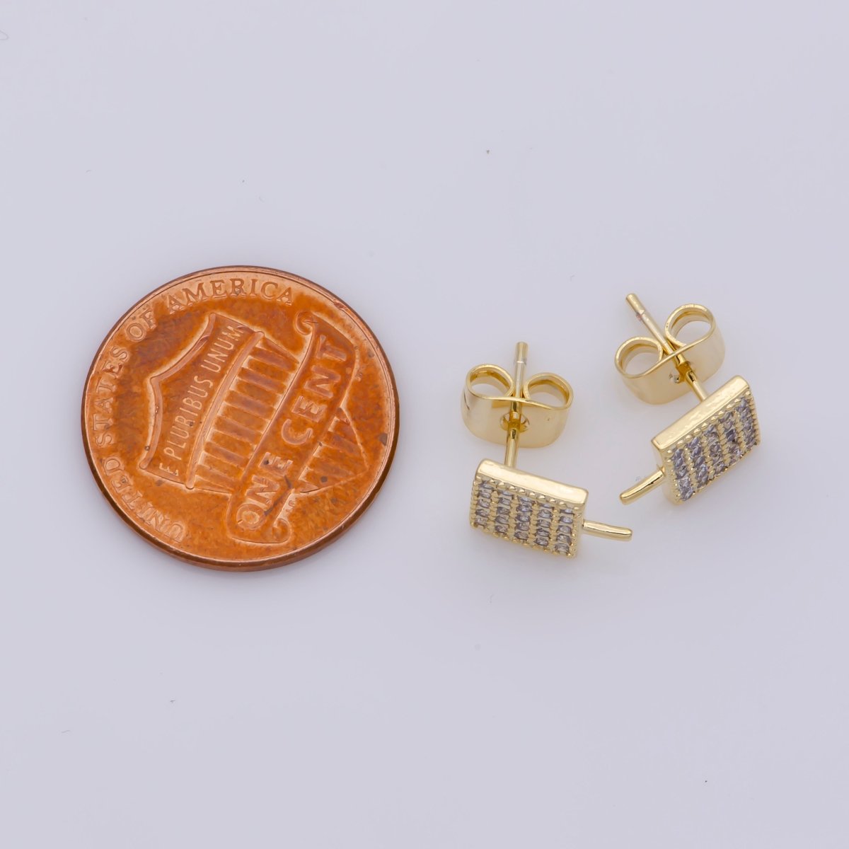 24k Vermeil Gold Earrings, Tiny Stud Earring, Square Earring, Gift for Her, Earrings for Women, Everyday Wear Earrings, Cubic Zirconia Jewel, K-748