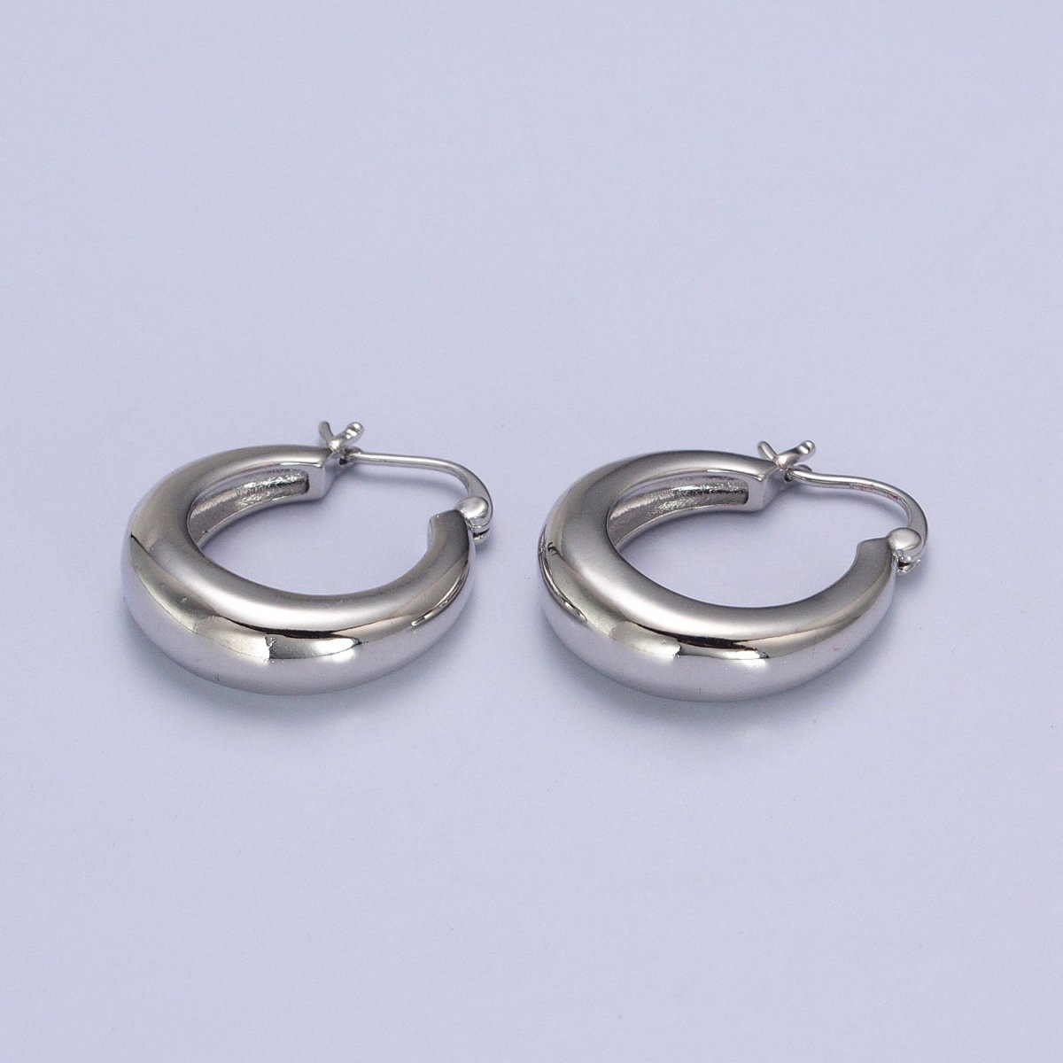 24mm Minimalist Thin Dome French Lock Latch Earrings in Gold &amp; Silver | AB067 AB068