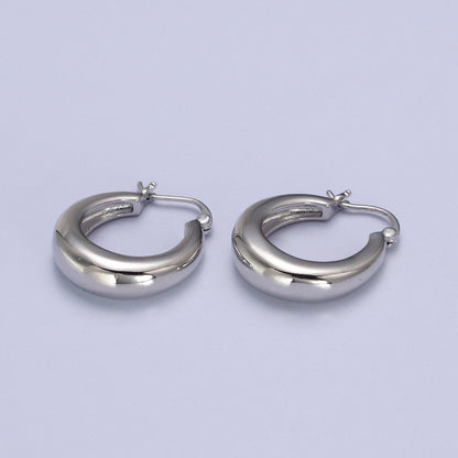24mm Minimalist Thin Dome French Lock Latch Earrings in Gold &amp; Silver | AB067 AB068
