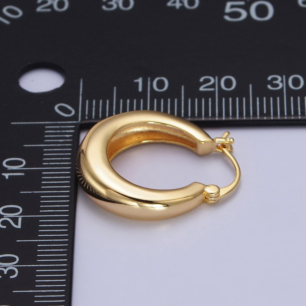 24mm Minimalist Thin Dome French Lock Latch Earrings in Gold &amp; Silver | AB067 AB068
