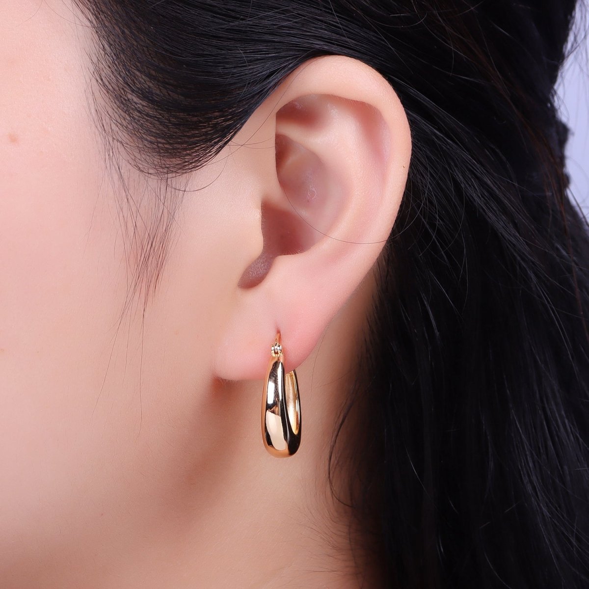 24mm Minimalist Thin Dome French Lock Latch Earrings in Gold &amp; Silver | AB067 AB068