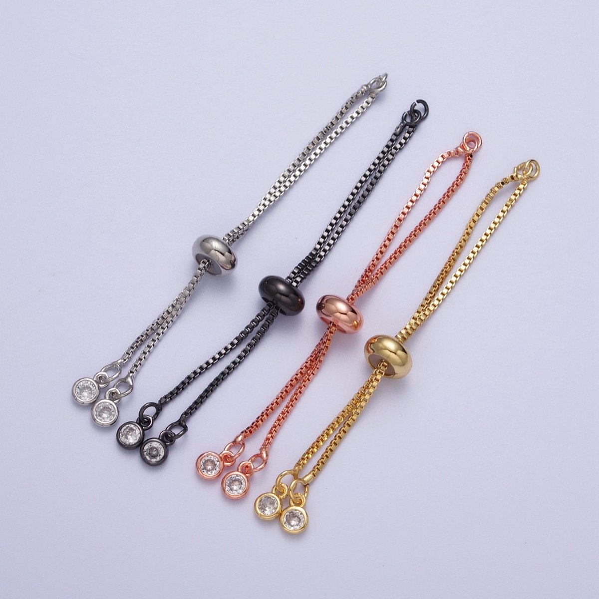 2.5 Inch Adjustable Box Chain Bracelet Supply in Gold, Silver, Black, Rose Gold | K-124 K-130 K-132 K-133