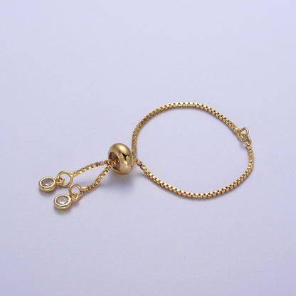 2.5 Inch Adjustable Box Chain Bracelet Supply in Gold, Silver, Black, Rose Gold | K-124 K-130 K-132 K-133