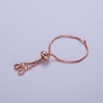 2.5 Inch Adjustable Box Chain Bracelet Supply in Gold, Silver, Black, Rose Gold | K-124 K-130 K-132 K-133