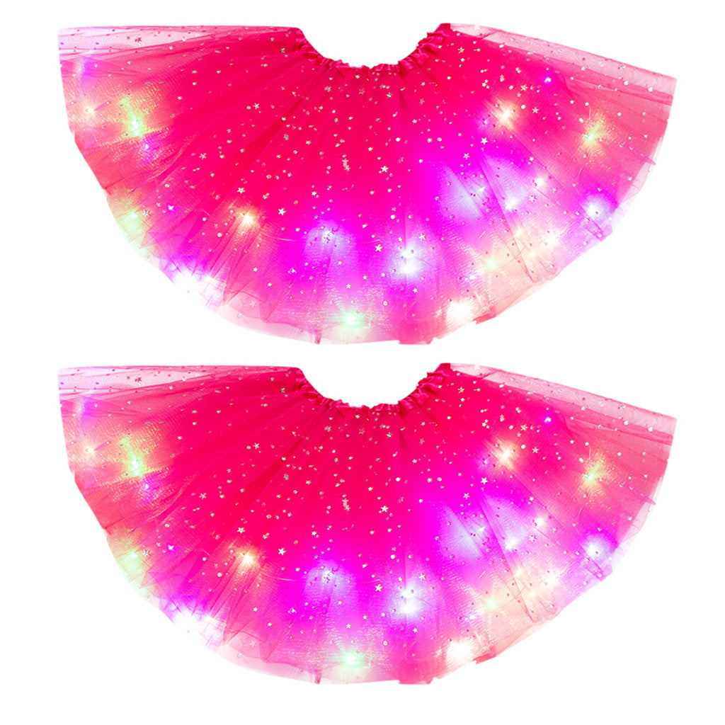 Magical &amp; Luminous  LED Princess Halloween Tutu Skirt Sequins Shiny Skirt