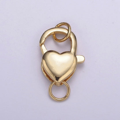 25.2x12.3mm Gold Small Heart Shaped Lobster Claw Clasp L-571