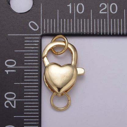 25.2x12.3mm Gold Small Heart Shaped Lobster Claw Clasp L-571