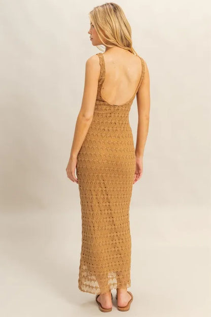 HYFVE Sleeveless Crochet Open Back Maxi Dress