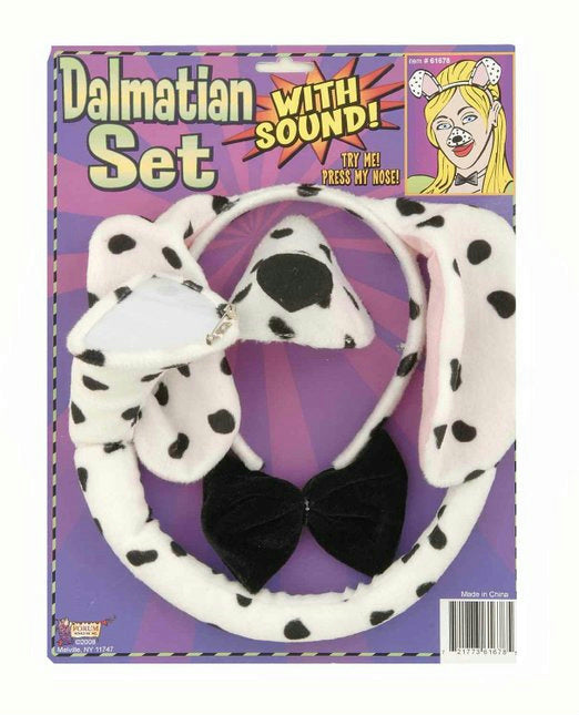 Dalmatian Dog Headband and Nose Ears Bow Tie Set with Sound