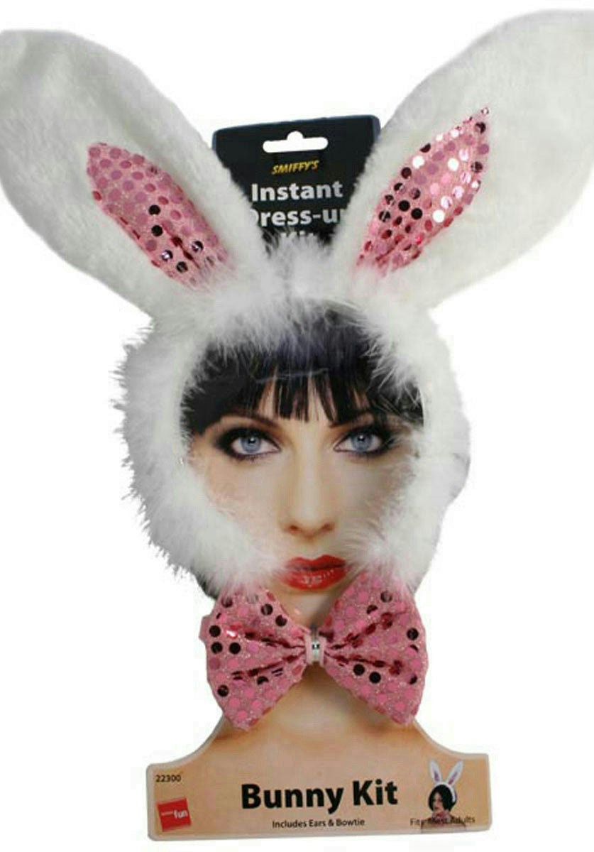 Sequined Bunny Rabbit Ears and Bow Tie Easter Costume Accessory Set
