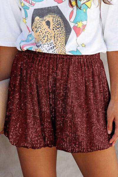 Stylish Sequin Elastic Waist Shorts for Women Fashion