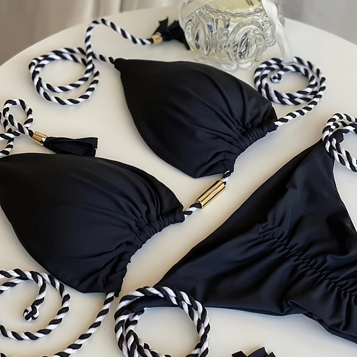 New Festival Flame Halter Bikini Set for Women – Triangle V-Neck Backless Two-Piece Swimsuit with Tie Side Bottoms &amp; Adjustable Lace-Up Fit – Sleek Polyamide Swimwear for Koningsdag/King’s Day &amp; Summer Beach Celebrations