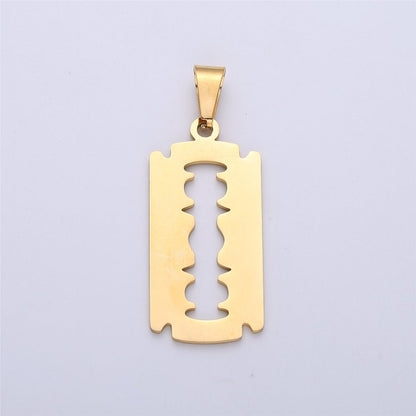 25mm, 32mm, 45mm Gold Filled Razor Blade Charm Silver Razor Blade Pendant for Necklace Earring Bracelet Charm J-718~J-722