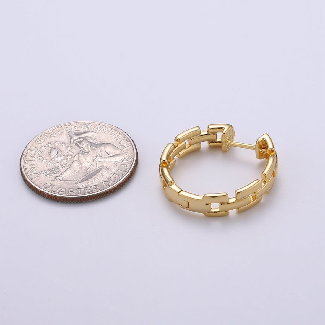 25mm Large Gold Link Hoops, 24k Gold Filled Hoop Earrings, Chunky Hoop Earrings, Big Hoop Earrings, Bold Chain Hoops for everyday wear Q-351