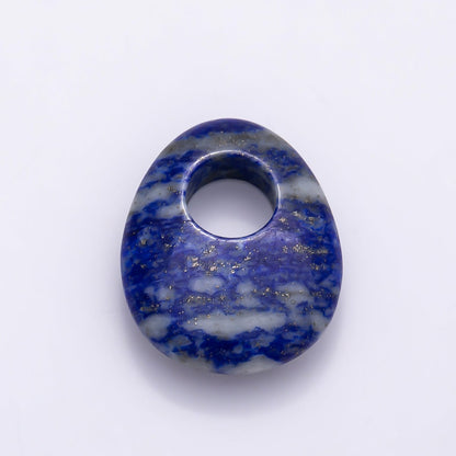 25mm Natural Gemstone Chubby Teardrop Slide Charm Pendant | Findings-00470 ~ Findings-00478