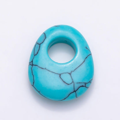 25mm Natural Gemstone Chubby Teardrop Slide Charm Pendant | Findings-00470 ~ Findings-00478