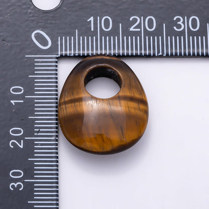 25mm Natural Gemstone Chubby Teardrop Slide Charm Pendant | Findings-00470 ~ Findings-00478