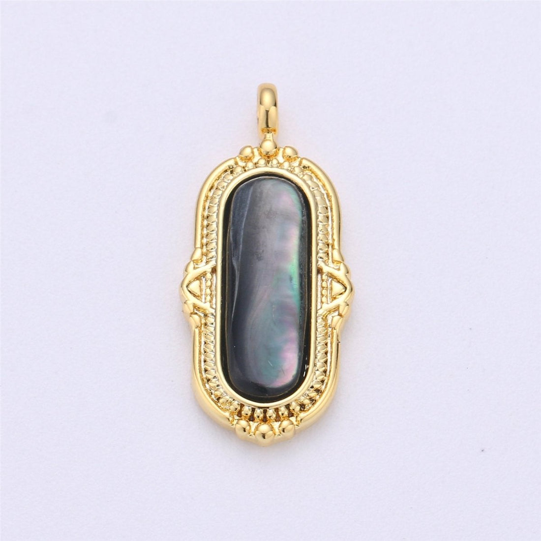25x12mm Oval Charm, mother of pearl in  24k Gold Filled for Necklace Earring Component Pink White Black Pearl Charm, D-805, D-806