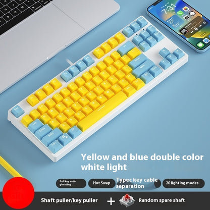 87 Key Wired Game Hot Plug Two Colors Mechanical Keyboard