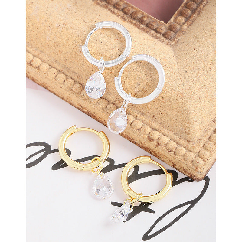 Light Luxury Water Drop Sterling Silver Earrings