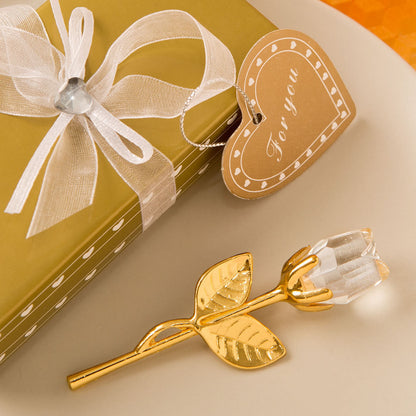 Crystal Golden Rose Flower Valentine&