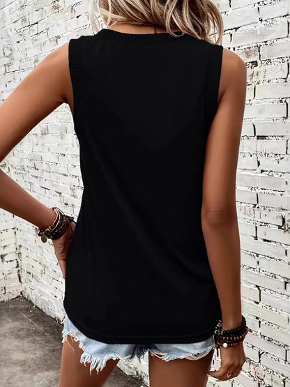 Breathable V-Neck Ribbed-Band Tank Top