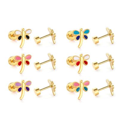 Cute And Sweet Crown-flower Earrings Stainless Steel Stud Earrings