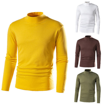 Mens Stylish Turtleneck Versatile And Slim-fit With Long Sleeves