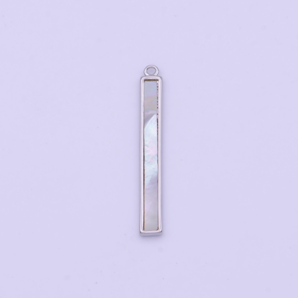 26mm Rectangular Shell Pearl Minimalist Bar Charm in Gold &amp; Silver | D-154 D-234