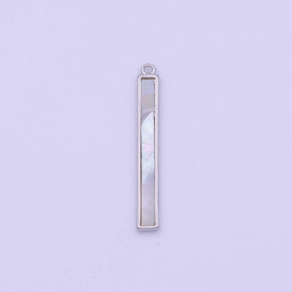 26mm Rectangular Shell Pearl Minimalist Bar Charm in Gold &amp; Silver | D-154 D-234