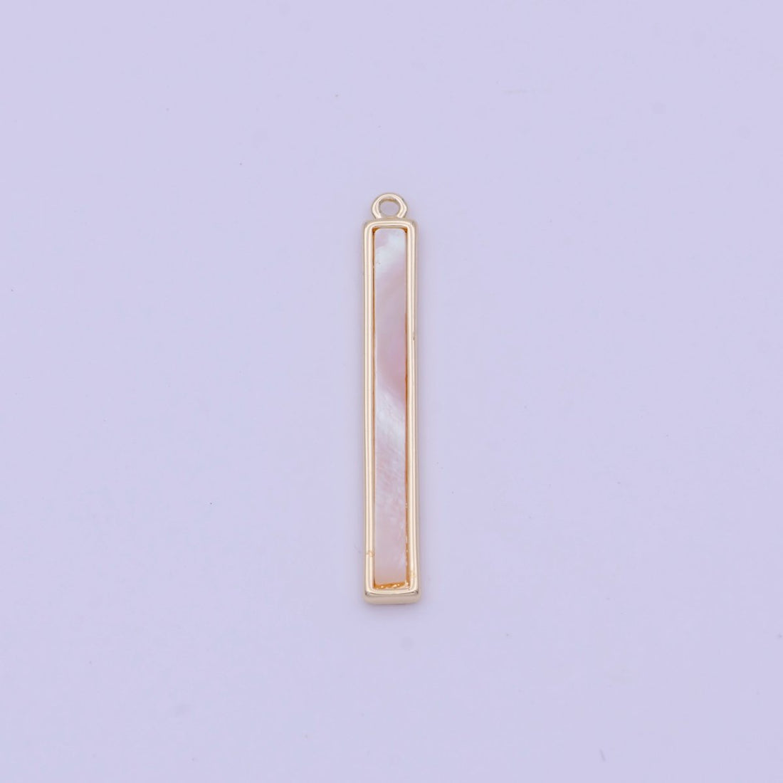 26mm Rectangular Shell Pearl Minimalist Bar Charm in Gold &amp; Silver | D-154 D-234