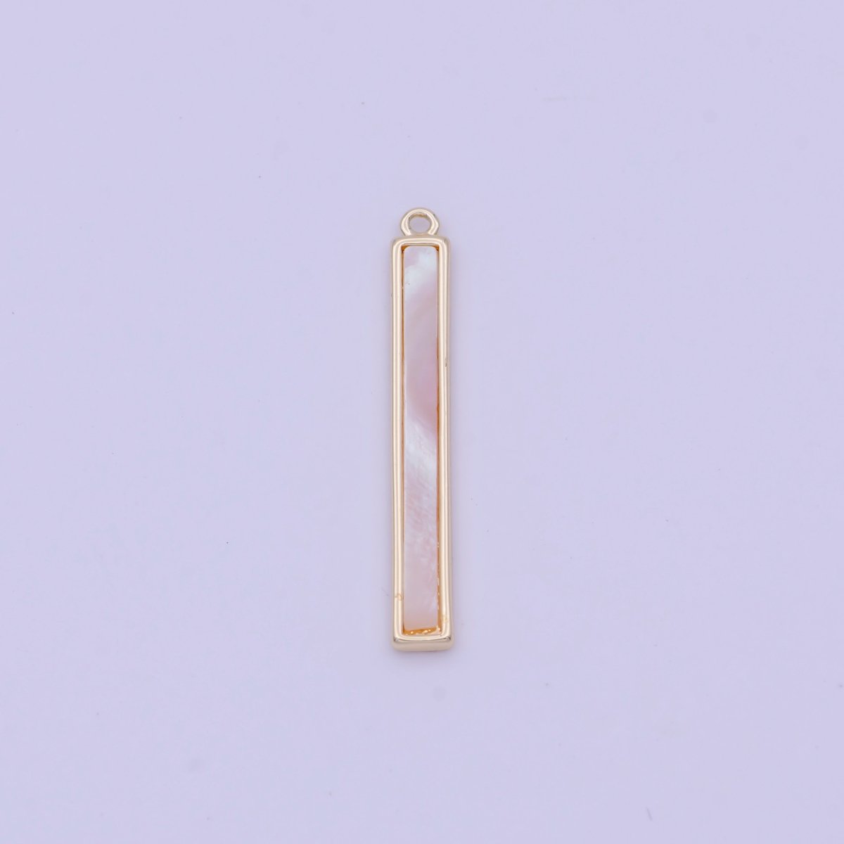 26mm Rectangular Shell Pearl Minimalist Bar Charm in Gold &amp; Silver | D-154 D-234