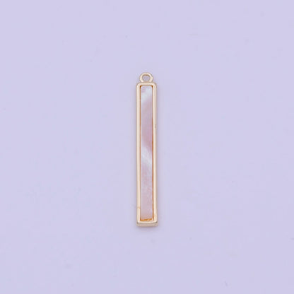 26mm Rectangular Shell Pearl Minimalist Bar Charm in Gold &amp; Silver | D-154 D-234