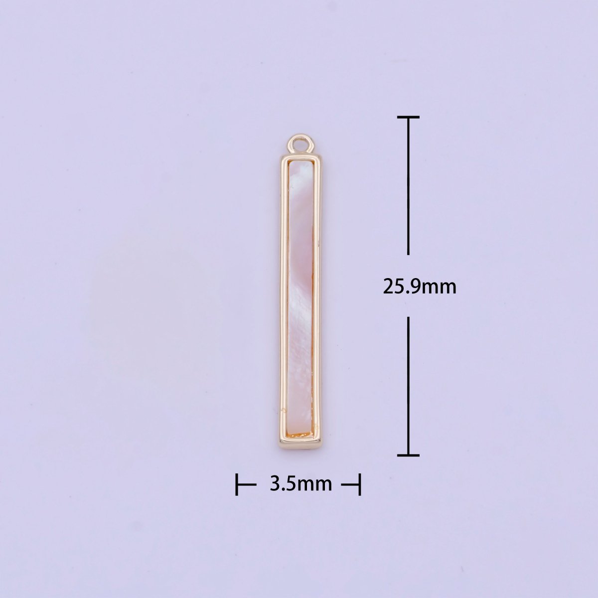 26mm Rectangular Shell Pearl Minimalist Bar Charm in Gold &amp; Silver | D-154 D-234
