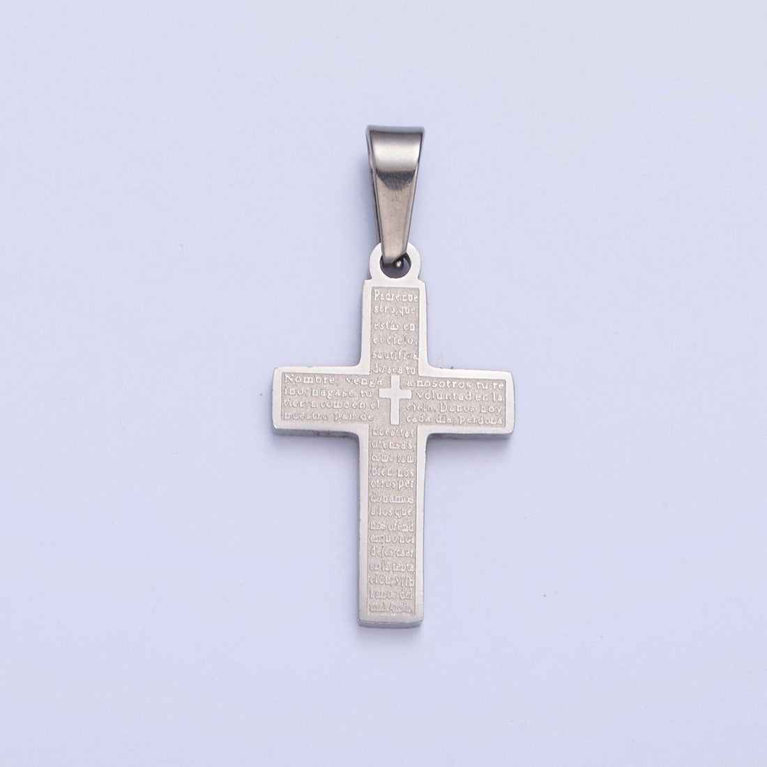 26X12.3mm Minimalist Gold &amp; Silver Religious Cross, Stainless Steel Cross with Lords Player (in Spanish) I-830
