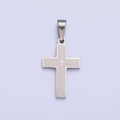 26X12.3mm Minimalist Gold &amp; Silver Religious Cross, Stainless Steel Cross with Lords Player (in Spanish) I-830