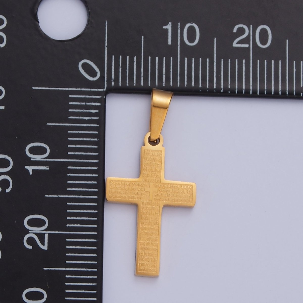 26X12.3mm Minimalist Gold &amp; Silver Religious Cross, Stainless Steel Cross with Lords Player (in Spanish) I-830
