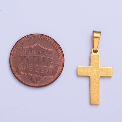 26X12.3mm Minimalist Gold &amp; Silver Religious Cross, Stainless Steel Cross with Lords Player (in Spanish) I-830