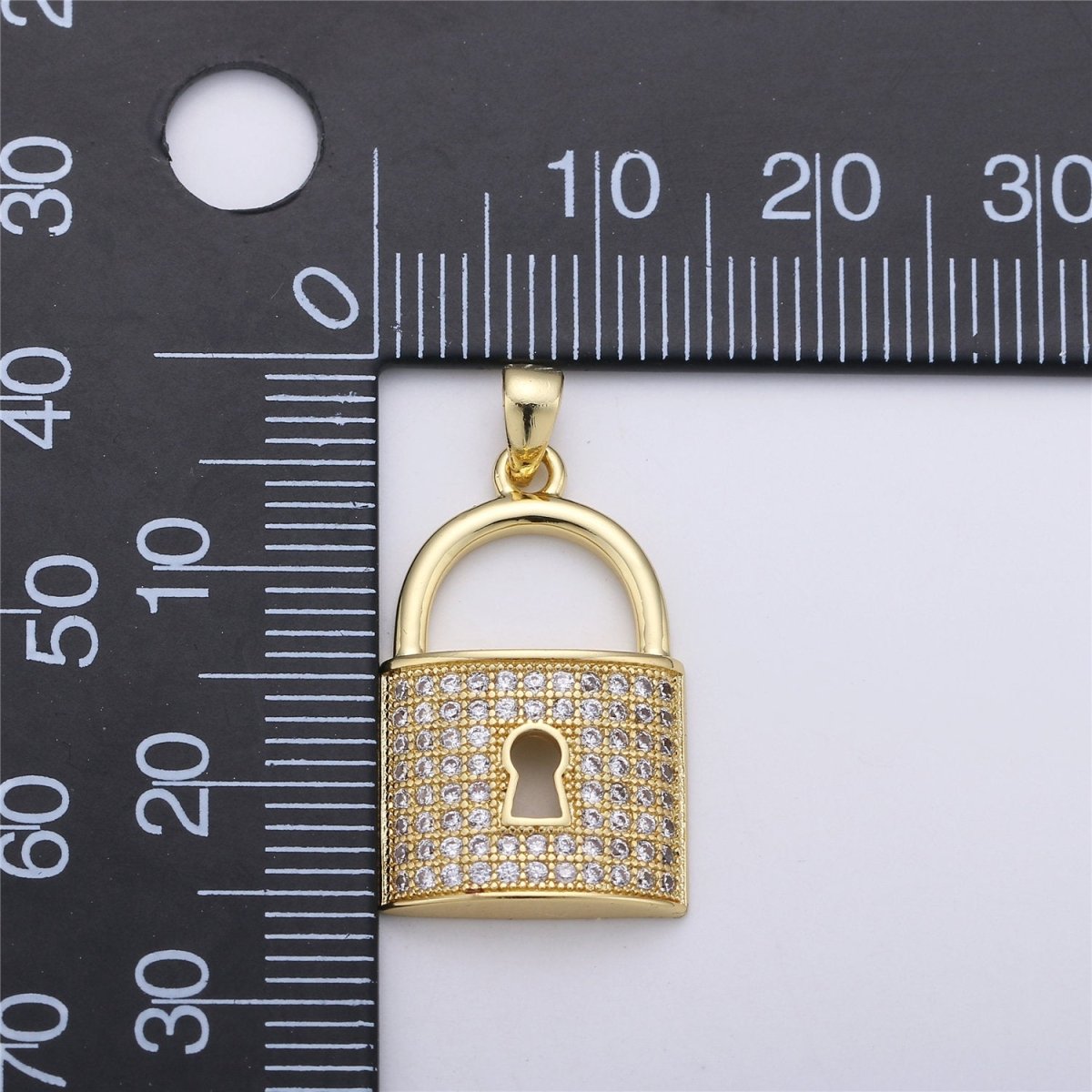 26X14mm Gold Filled Micro Pave lock heart Pendant , Cubic Lock Charms , Silver Lock Necklace Earring Charms Supply I-256