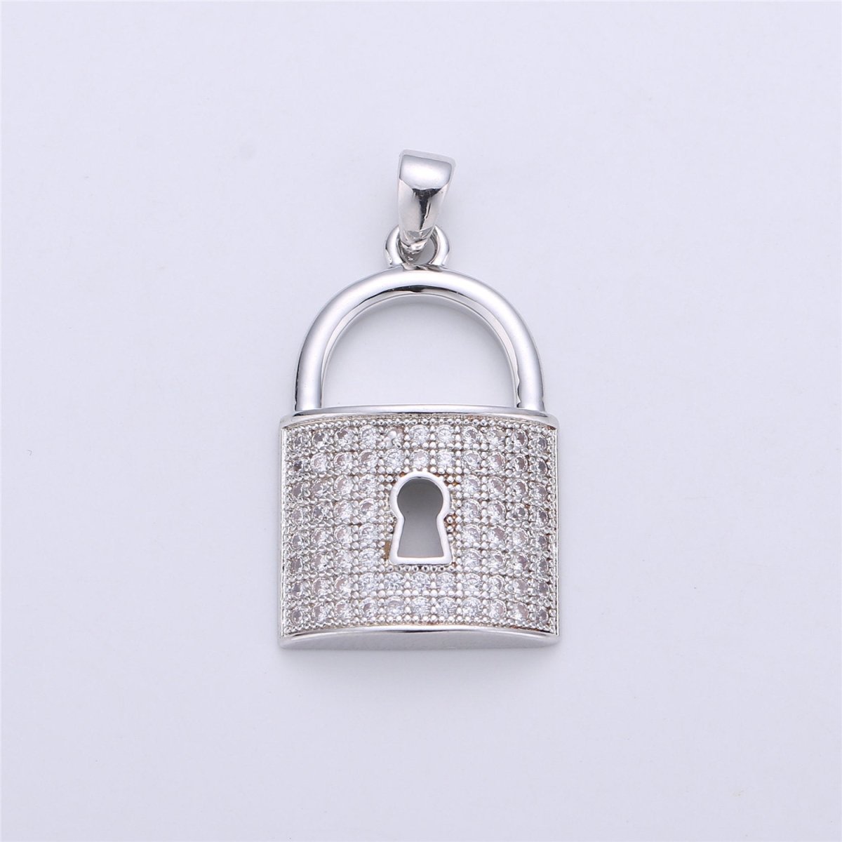 26X14mm Gold Filled Micro Pave lock heart Pendant , Cubic Lock Charms , Silver Lock Necklace Earring Charms Supply I-256
