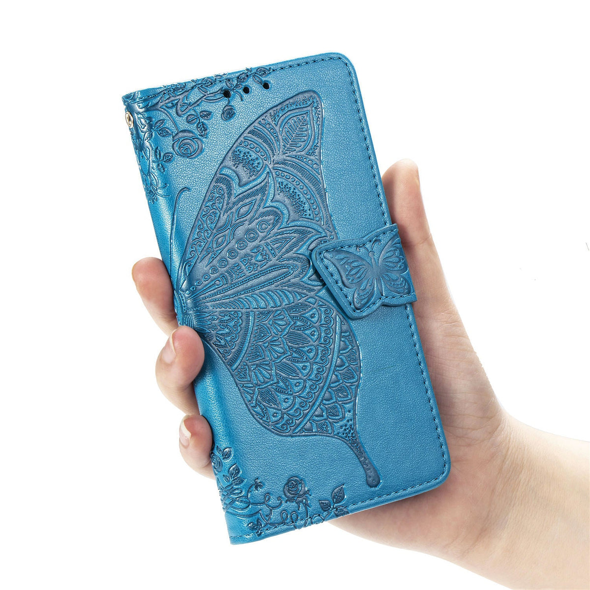 Flower Butterfly Embossed Leather Case