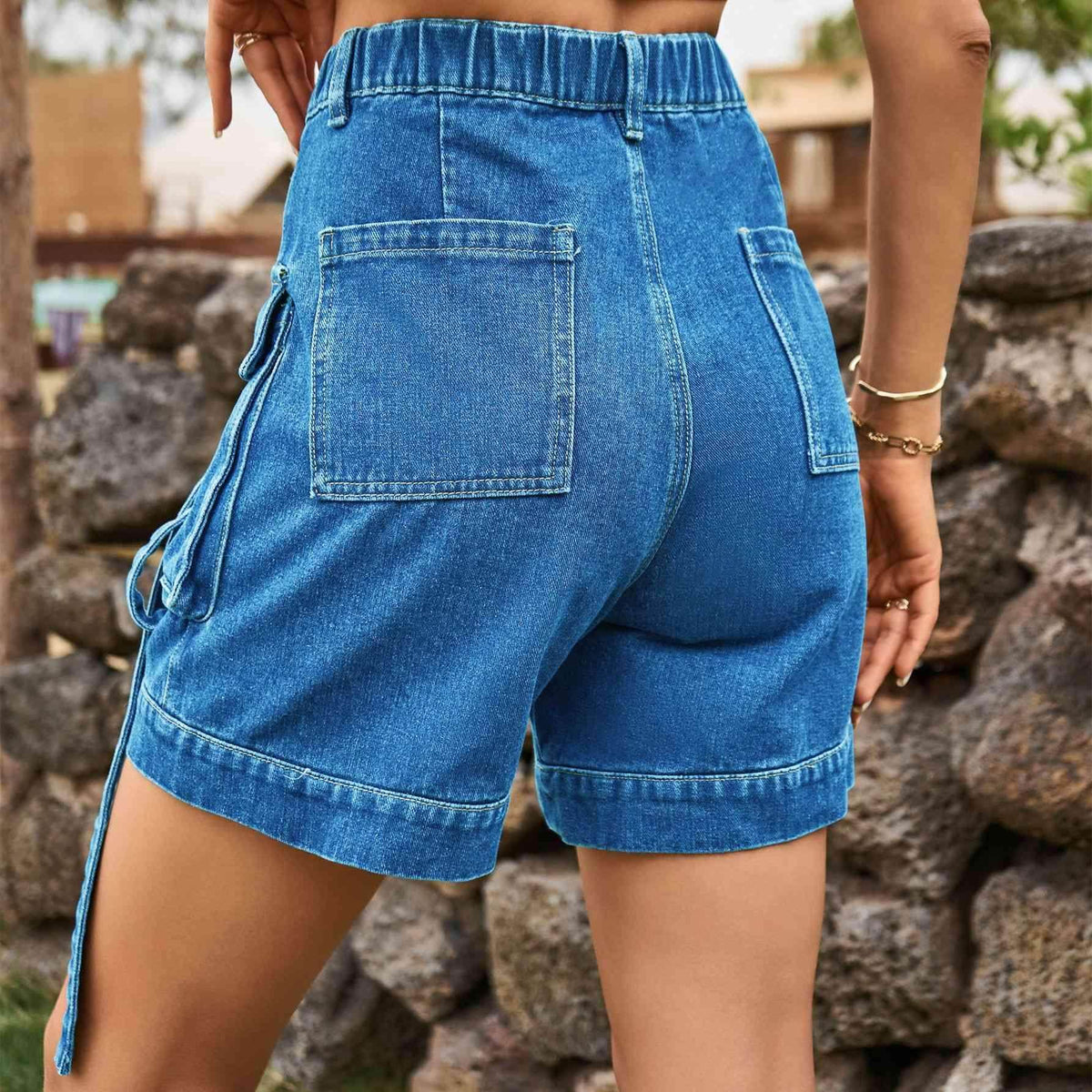 High Waist Denim Cargo Shorts for Casual Style and Comfort