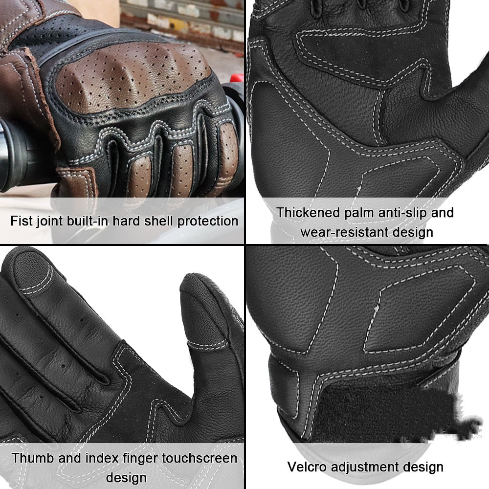 Breathable Touch Screen Motorcycle Riding Leather Gloves Men&