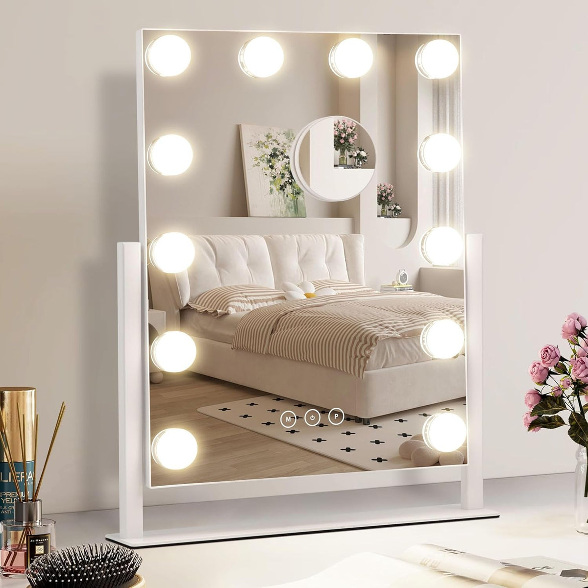 Tabletop Vanity Mirror With Built-in Light Bulb