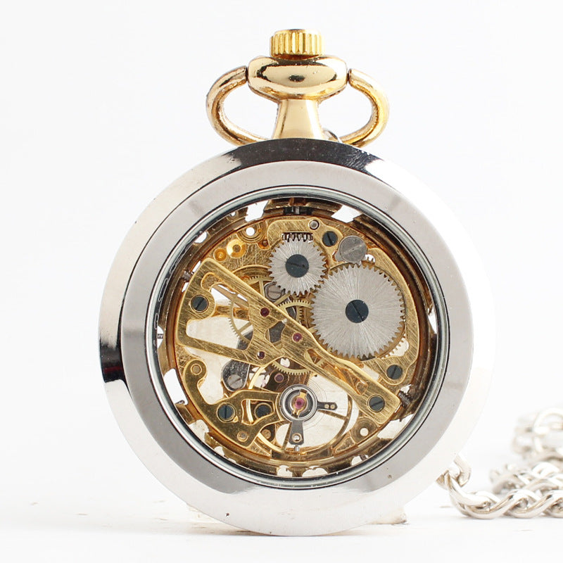Golden mechanical pocket watch