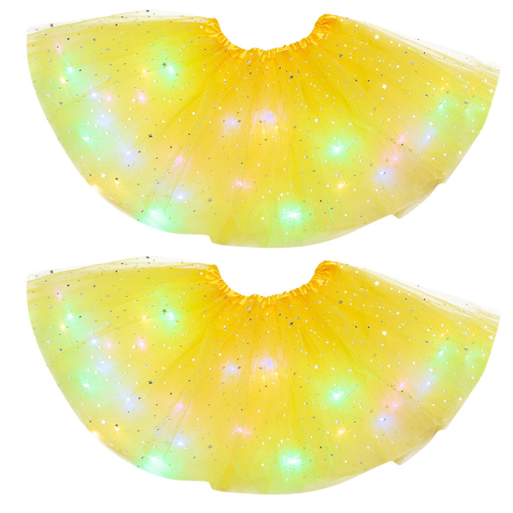 Magical &amp; Luminous  LED Princess Halloween Tutu Skirt Sequins Shiny Skirt